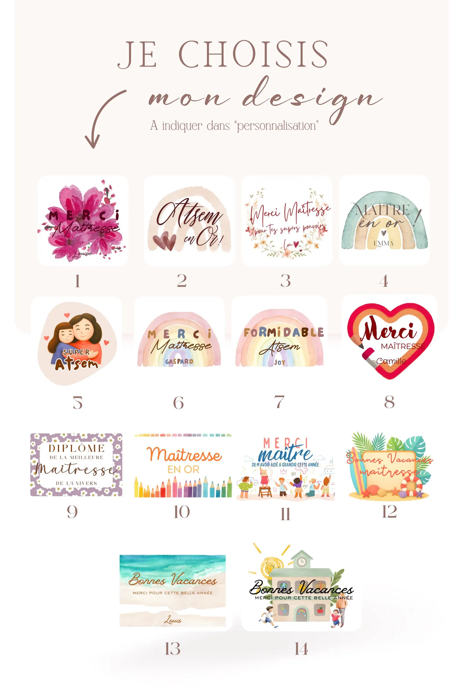 Mini bougie personnalisée Merci Maîtresse ou Maître