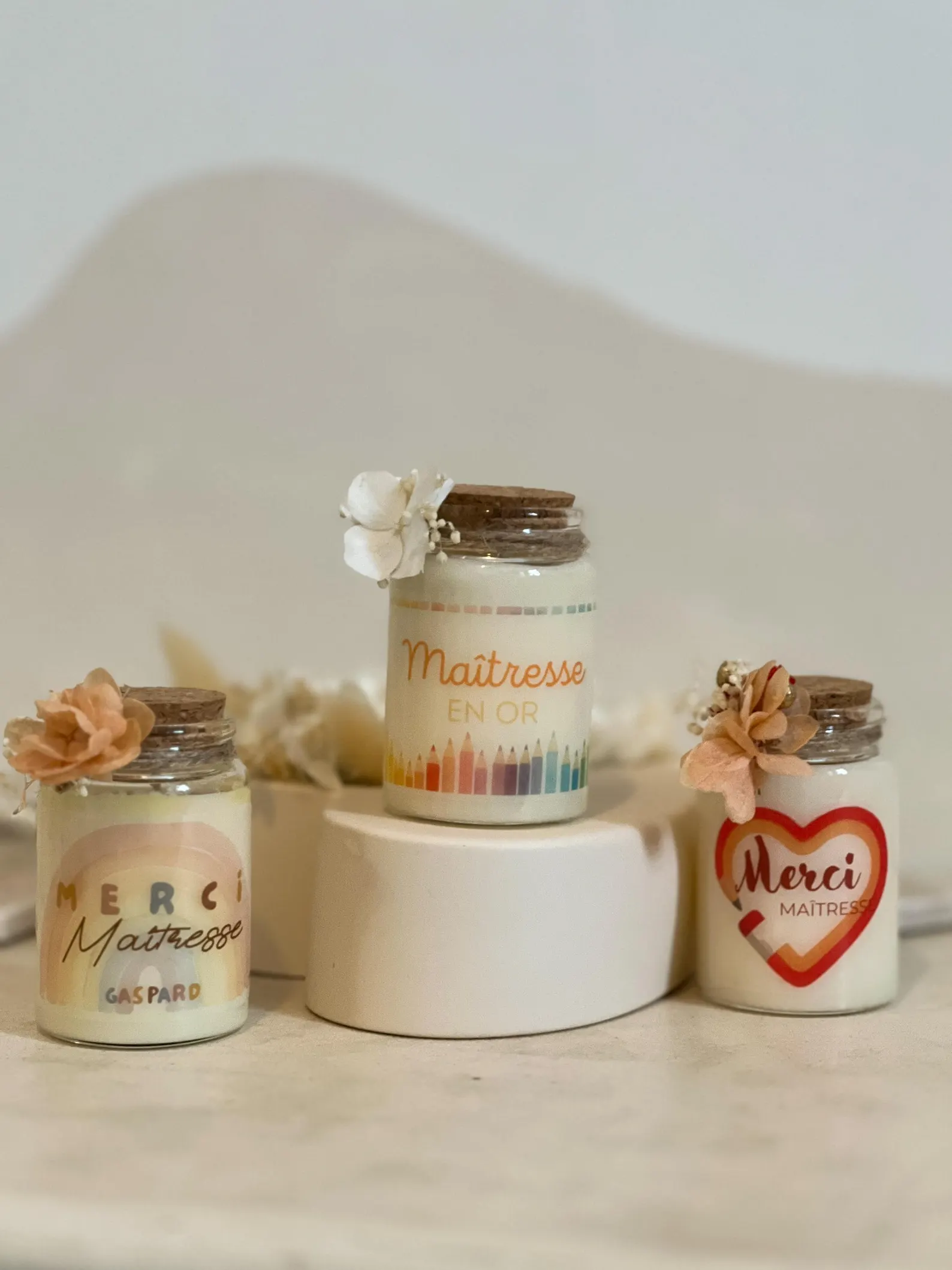 Mini bougie personnalisée Merci Maîtresse ou Maître