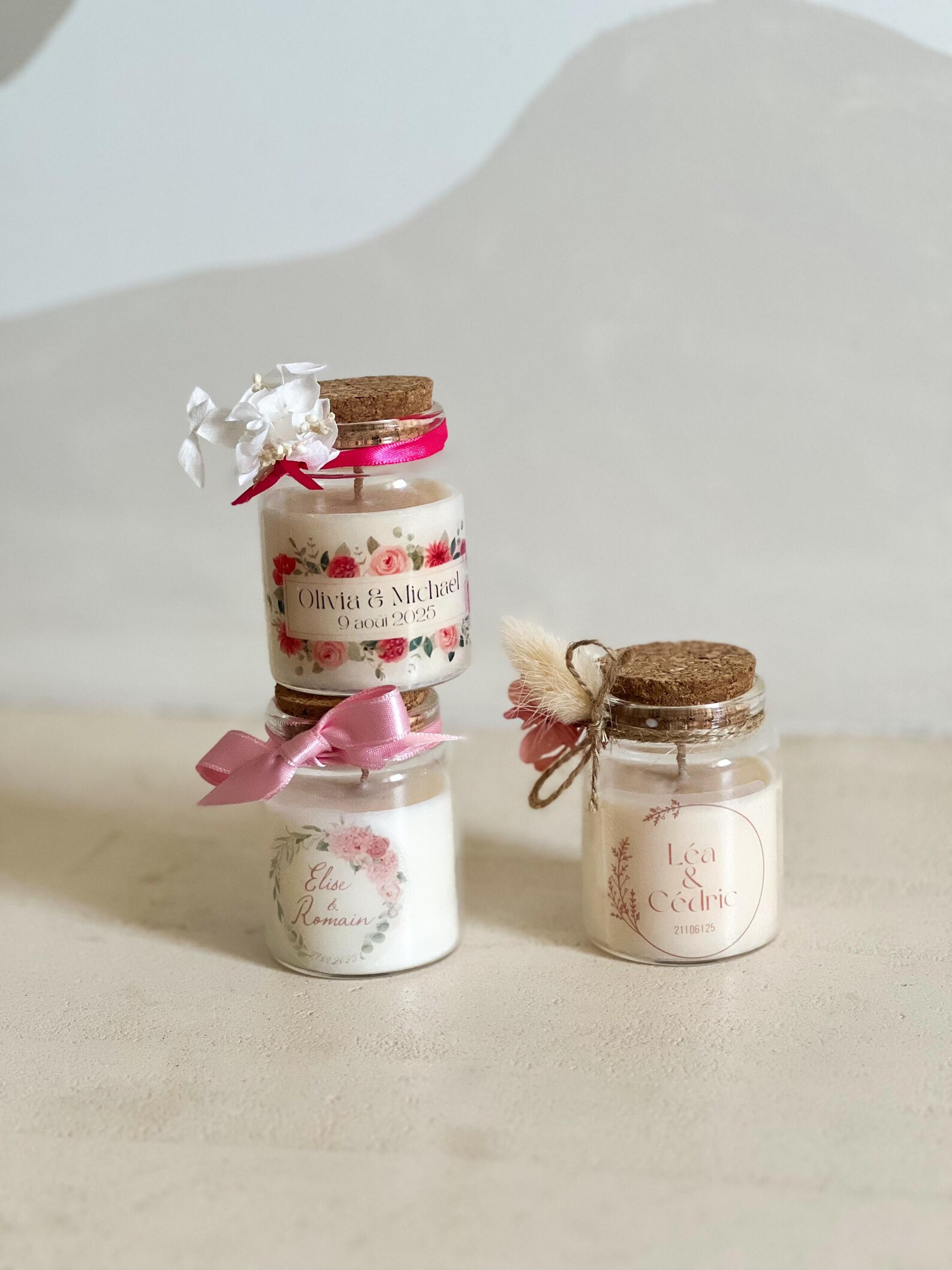 Mini bougie mariage personnalisée