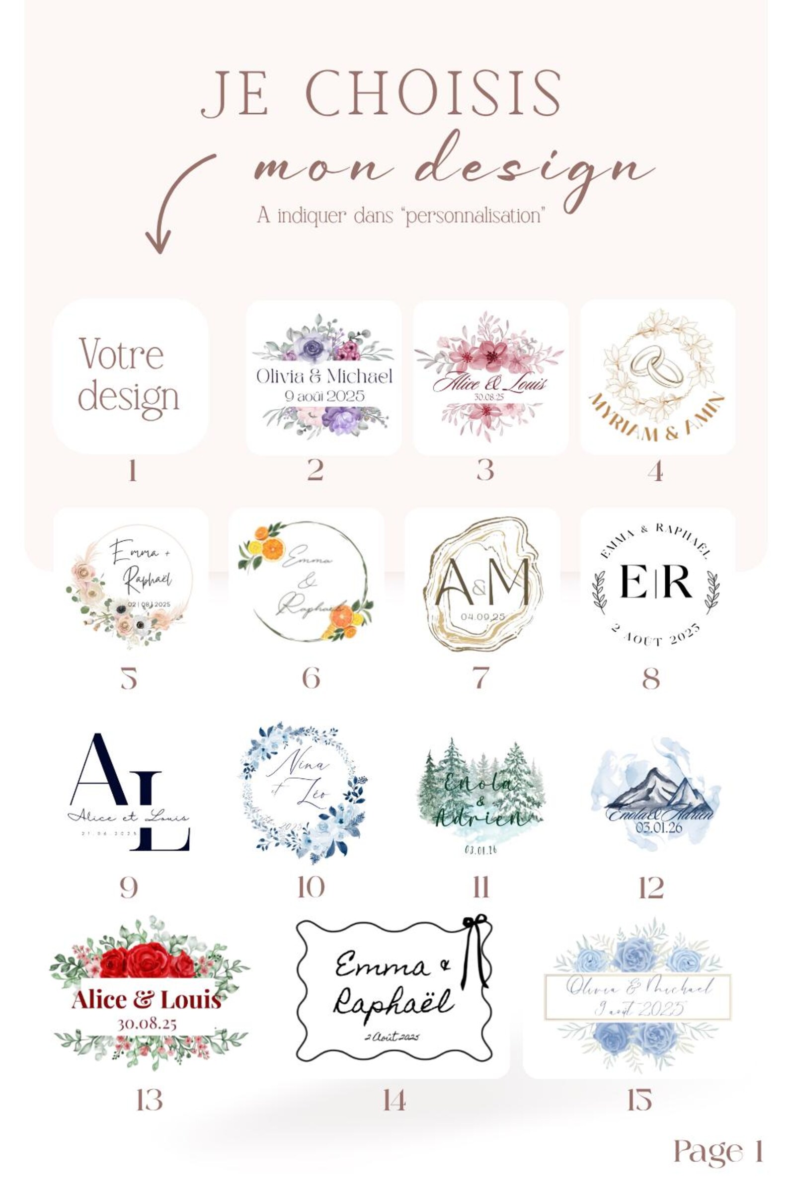Mini bougie mariage personnalisée