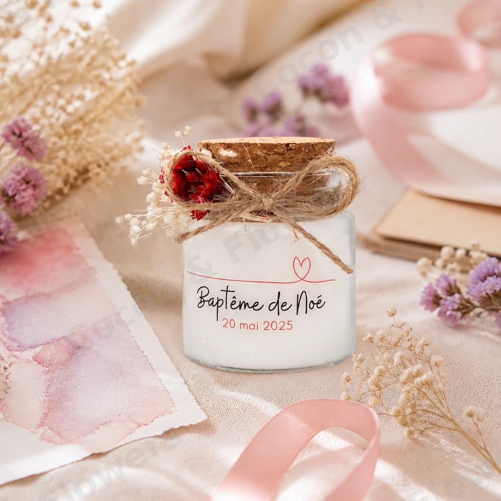 Bougie personnalisée pour baptême